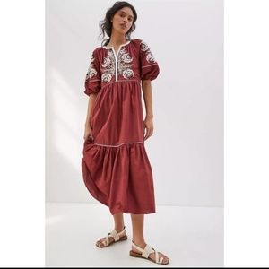 Anthropologie Gretel Embroidered Maxi